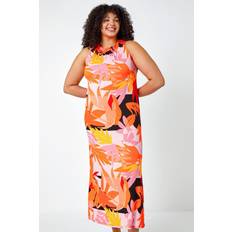 Long Dresses - Orange Roman Curve Tropical Stretch Jersey Maxi Dress