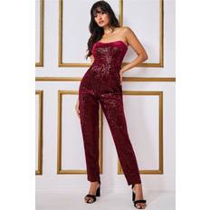 Adjustable Straps Jumpsuits & Overalls Goddiva Sequin & Velvet Corset Jumpsuit