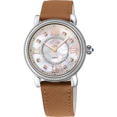 Vegan - Women Wrist Watches GV Marsala Diamond Genuine Beige Saffiano Vegan Leather Swiss