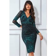 Goddiva Scalloped Hem Starburst Midi Dress