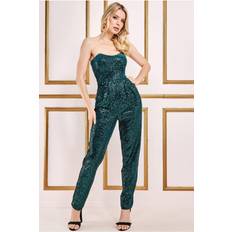 Adjustable Straps Jumpsuits & Overalls Goddiva Sequin & Velvet Corset Jumpsuit