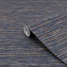 Boutique Chunky Weave Textured Plain Blue Wallpaper