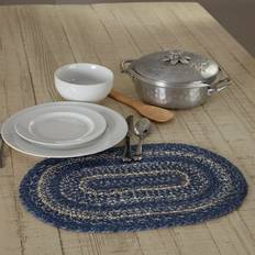 VHC Brands Farmhouse Great Falls Blue Table Placemat 12x18 Inches Place Mat Blue