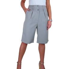 Paulo Due Women's Wide Leg High Waist Loose Fit Shorts - Light Grey