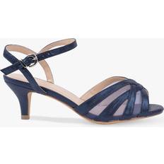 Theresa Wide Fit Shimmer Kitten Heeled Sandals Navy