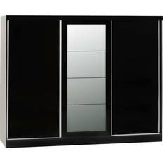 Sliding Doors Wardrobes SECONIQUE Nevada Black Gloss Wardrobe 242.5x194cm