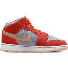 Nike Air Jordan 1 Mid SE Denim Red GS - Cinnabar/Hemp/White