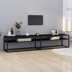 Natural TV Benches vidaXL Cabinet Tempered TV Bench