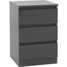 Grey Bedside Tables SECONIQUE Set of 2 Malvern 3 Bedside Table