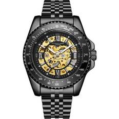Automatic branded skeleton tachymeter black sports anthony james