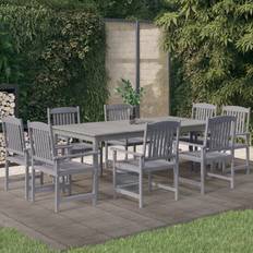 Bois Ensembles repas de patio vidaXL Salle À Manger de Jardin 9 pcs Solid Wood Acacia Gray Ensemble repas de patio