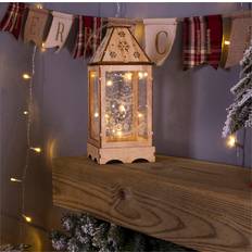 Lanterns St Helens Netagon Festive Pre-Lit Wooden Christmas Lantern