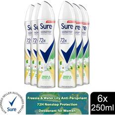 Sure Toiletries Sure Women Antiperspirant 72H Nonstop Protection Freesia & Water Lily Deo 250Ml, 6