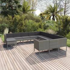 Acciaio Set da Lounge da Esterno vidaXL Divani Giardino 12 pz Con Cuscini in Polyrattan Grigio Set da Lounge da Esterno