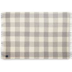 Lexington Couvertures Lexington Plaid Gray Checked Recycled Wool 130x170 cm Gray-White Couverture Blanc