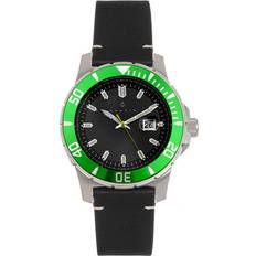 Green/Black Dive Pro 200 Leather-Band w/Date