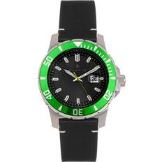 Nautis Green/Black Dive Pro 200 Leather-Band w/Date