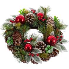 Jern Julepynt BigBuy Christmas Adventskrans Rød Ananas Julepynt 76.2cm