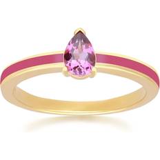 Smycken Gemondo Siberian Waltz Pink Enamel & Rhodolite Ring in Gold Plated Silver