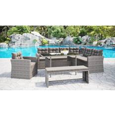 Outdoor Sofas Garden & Outdoor Furniture Home Details Girona Rattan 5pcs Corner Outdoor Sofa