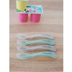 Gris Couverts pour Enfants Beaba Lot 4 cuillères 2ème âge silicone velvet grey sage green