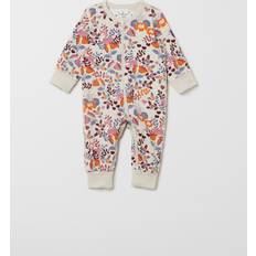 1-3M Pyjamases Polarn O. Pyret Baby Organic Cotton Floral Print Sleepsuit, Natural