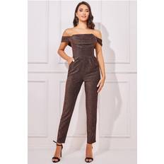 Bronze Jumpsuits & Overalls Goddiva Lurex Cowl Neck Jumpsuit