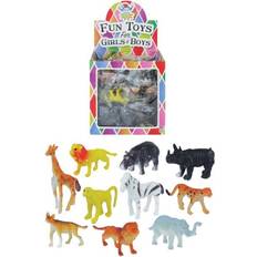 The Home Fusion Company 10 Assorted Mini Jungle Zoo Plastic Animal Figures Elephant Tiger Giraffe Toys