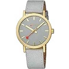 Mondaine Analog kvartsklocka för män med textilarmband A660.30360.80SBU, Gråguld, Bälte