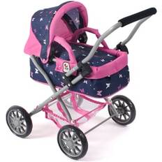 Bayer Chic 2000 Dockvagn Smarty, liten dockvagn för barn från 2 år, Butterfly, Navy-rosa, 555-33