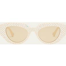 Gucci Cat-Eye Solbriller - Hvid/Ivory Brown
