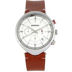 Breed tempest chronograph leather-band w/date brown/white