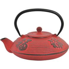 Théières Dkd Home Decor Japonaise Rouge Patinée En Fonte 0.8 Litre Théière