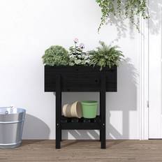 Pots, Plants & Cultivation vidaXL Garden Planter Black Solid Wood Pine