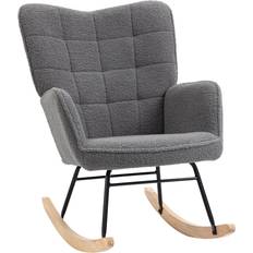 Rocking Chairs Homcom Wingback Nursing Dark Grey Rocking Chair 101cm