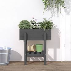 Grey Outdoor Planter Boxes vidaXL Garden Planter Grey Solid Wood Pine
