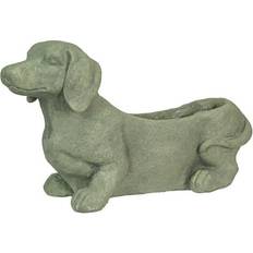 Pots, Plants & Cultivation Rustic Distressed Stone Finish Dachshund Dog 11.25 X 20 X 6 inches