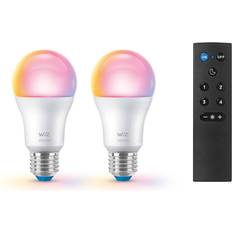 E27 rgb led WiZ Pærer Smart Color 8,5W 806lm 22006500K RGB 2pak E27 & Remote