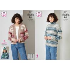 King Cole leaflet 5899. d/knit sweater, cardigan,scarf & hat. 32/42ins