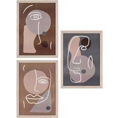 Beige Vægdekorationer House Nordic Madison natur Ramme 3stk
