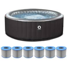 Black Inflatable Hot Tubs JLeisure Inflatable Hot Tub Avenli 49"" 3-Person Round Spa & High Flow Filter