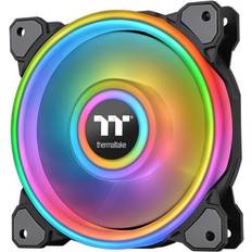 Computer Cooling Thermaltake Riing Quad 140mm 16.8 Million RGB Color Razer Chroma 4 Light Rings 54 Addressable LED 9 Blades Hydraulic