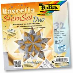 Garne & Handarbeitsbedarf Folia folia Faltblätter Bascetta-Stern, 150 x 150 mm, silber/gold
