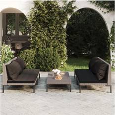 vidaXL Patio Lounge Set Outdoor Sectional Sofa 5 Piece Poly Rattan Dark Gray Conjunto de Sala de Exterior
