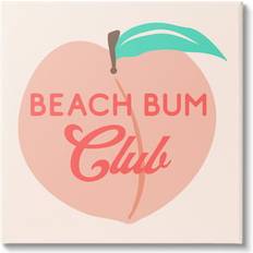 Wall Decorations Stupell Industries Beach Bum Club Pink Peach Phrase Graphic Art Gallery Wrapped Wall Decor