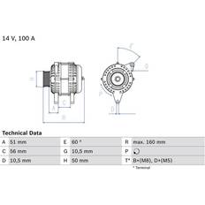 Bosch Generadores Bosch 0 986 042 750 Alternador 14V 100A