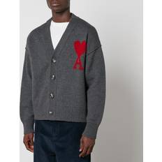 Ami Paris Logo Cardigan Gray