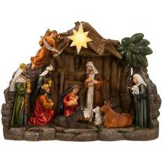 Interior Details Kurt Adler 10.5" Lighted Nativity Scene Christmas Figurine Decoration