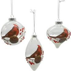 Red Decorative Items Kurt Adler 80mm Glass Cardinal Teardrop Shaped Christmas Tree Ornament