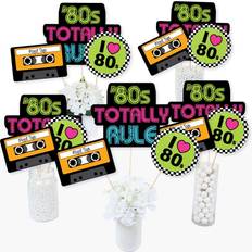 Wedding Disposable Plates Big Dot of Happiness 80's retro totally 1980s party centerpiece sticks table toppers set 15